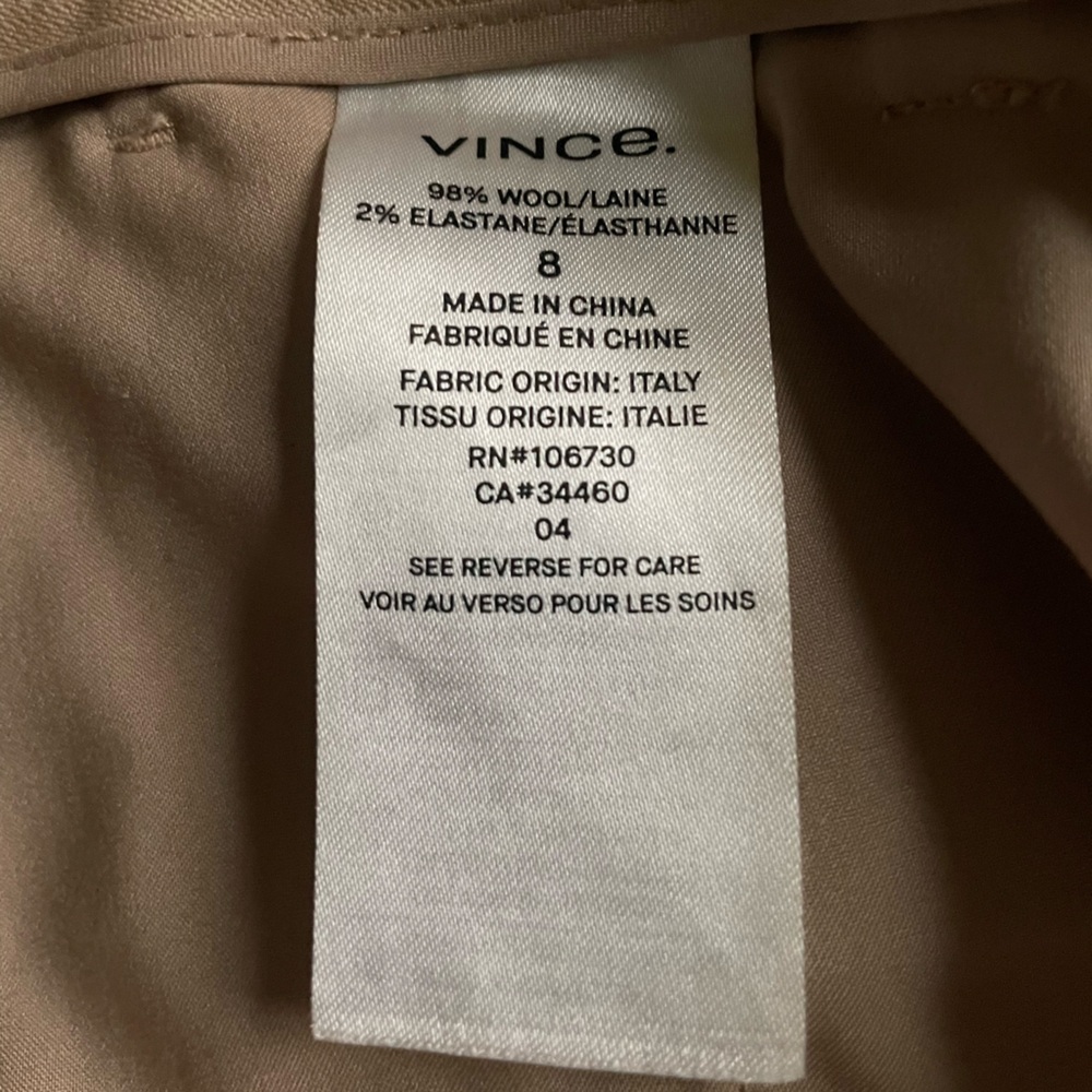 Vince Wool|Italy stretch Tan Wide-Leg cropped high waisted Pants size 8 - Picture 3 of 11